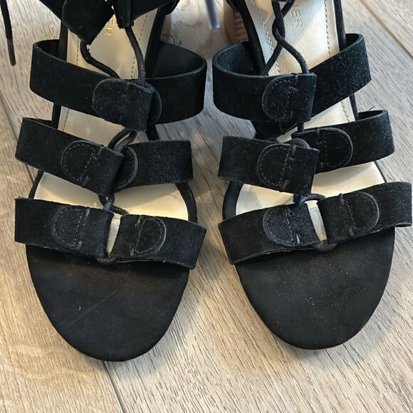 MARC FISHER SUEDE PARADOX GLADIATOR SANDAL BLACK SIZE 7 WIDE EEEUC - Picture 3 of 10